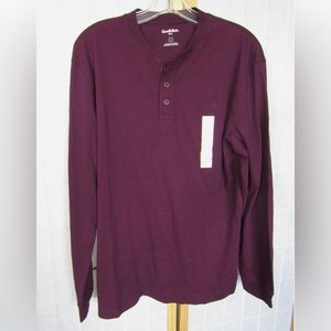 Goodfellow & Co Long Sleeve Henley T-Shirt Men's Passion Size Small